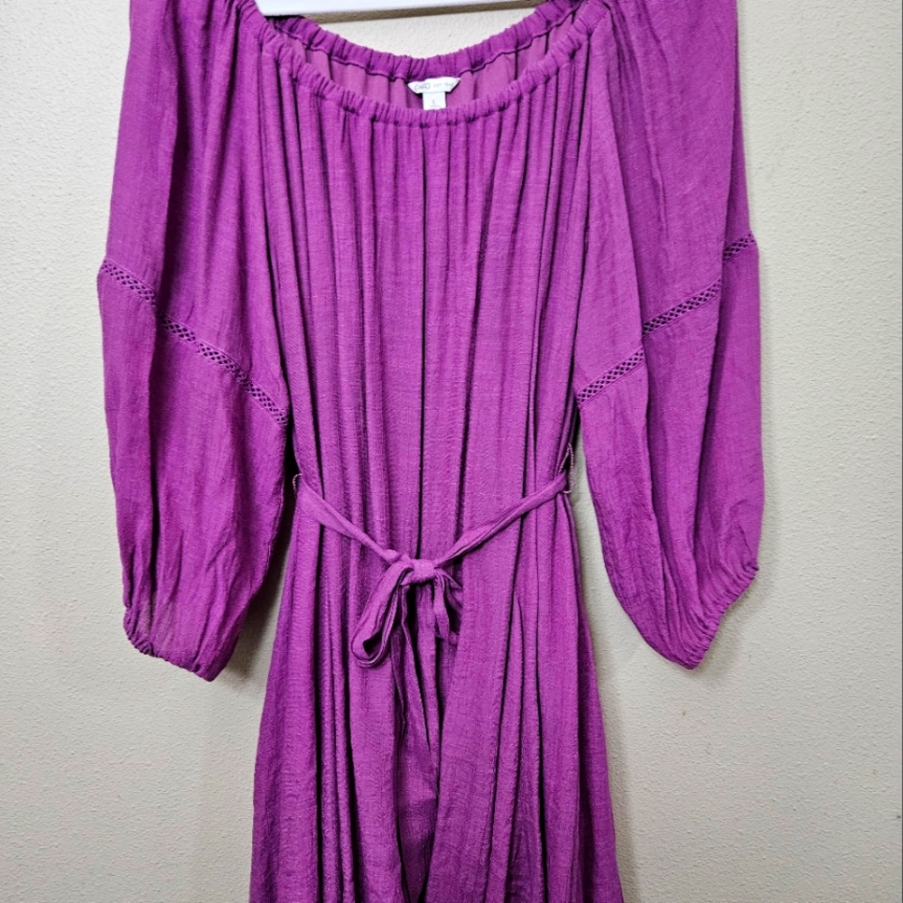 CATO Purple Boho Peasant Dress - Large